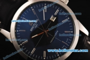 Breitling Transocean Automatic Steel Case with Blue Dial and Black Leather Strap