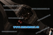 Richard Mille RM 055 Bubba Watson Miyota 9015 Automatic Carbon Fiber Case with Black Dial and Black Rubber Strap