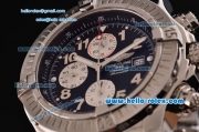 Breitling Super Avenger Chronograph Swiss Valjoux 7750-SHG Automatic Stainless Steel Case with Stainless Steel Strap and Black Dial Numeral Markers