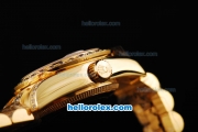 Rolex Datejust Automatic Movement Full Gold ETA Coating with Diamond Bezel and Roman Numeral Hour Markers-Lady Size