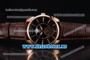 Parmigiani Tonda Tourbillon Asia ST25 Automatic Rose Gold Case with Black Dial and Brown Leather Strap Stick Markers