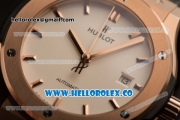 Hublot Classic Fusion Miyota 9015 Automatic Rose Gold Case with White Dial and Black Leather Strap (AAAF)