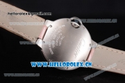 Cartier Ballon Bleu Medium Asia Automatic Steel Case with White Dial Roman Numeral Markers and Pink Leather Strap (YF)