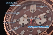 Ulysse Nardin Maxi Marine Diver Chrono Miyota OS20 Quartz Rose Gold Case with Brown Rubber Strap Brown Dial 7750 Coating