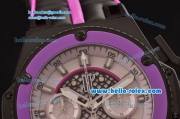 Hublot King Power Chronograph Swiss Valjoux 7750 Automatic PVD Case with White Dial and Purple Bezel