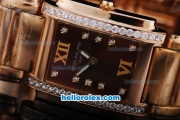 Patek Philippe Quartz Movement Diamond Bezel with Brown Dial and Full Gold--Lady size