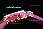 Hublot Big Bang Swiss Quartz Movement White Dial with Rose Gold Bezel and Purple Rubber Strap-Lady Size