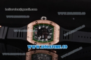 Richard Mille RM010 Miyota 9015 Automatic Rose Gold/Diamonds Case with Skeleton Dial and Green Inner Bezel