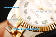 Rolex Datejust Automatic Movement White Dial with Gold Bezel and Two Tone Strap-Lady Model