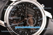 Vacheron Constantin Malte Asia ST25 Automatic Steel Case with Black Leather Strap and Black Dial