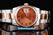 Rolex Datejust Oyster Perpetual Automatic Two Tone with Rose Gold Bezel,Khaki Dial and Roman Marking-Small Calendar