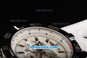 Breitling Chronomat B01 Chronograph Miyota Quartz Movement Steel Case with White Dial-White Rubber Strap