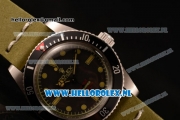 Rolex Submariner Vintage Asia 2813 Automatic Steel Case with Black Dial and Green Nylon Strap