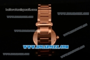 Cartier Rotonde De Miyota Quartz Rose Gold Case/Bracelet with Brown Dial