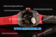 Richard Mille RM 055 Miyota 9015 Automatic Carbon Fiber Case with Skeleton Dial and Red Nylon/Leather Strap