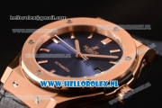 Hublot Classic Fusion 9015 Auto Rose Gold Case with Blue Dial and Blue Leather Strap