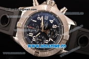 Breitling Avenger Seawolf Miyota Quartz Steel Case with Black Dial and Black Rubber Strap - Arabic Numeral Markers