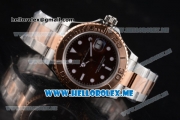 Rolex Yacht-Master 40 Clone Rolex 3135 Automatic Two Tone Case/Bracelet with Brown Dial and Dot Markers (BP)