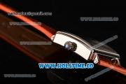 Minorva Swiss Tourbillon Manual Winding Steel Case with White Dial Orange Leather Strap and Black Roman Numeral Markers