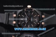 Audemars Piguet Royal Oak 36mm Asia ST16 Automatic PVD Case with Black Dial PVD Bezel and Black Rubber Strap (EF)