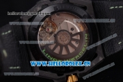 Linde Werdelin Spidolite II Tech Gold Swiss Valjoux 7750 Automatic Forge Carbon Case with Skeleton Dial Black Leather Strap and Stick Markers