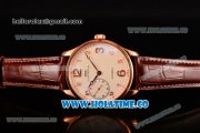 IWC Portugieser Hand-Wound Asia 6497 Manual Winding Rose Gold Case with White Dial Brown Leather Strap and Arabic Numeral Markers