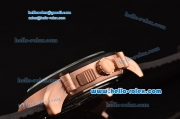 Porsche Design Indicator Day Date Chrono Miyota OS10 Quartz Rose Gold Case with Black Rubber Strap White Dial
