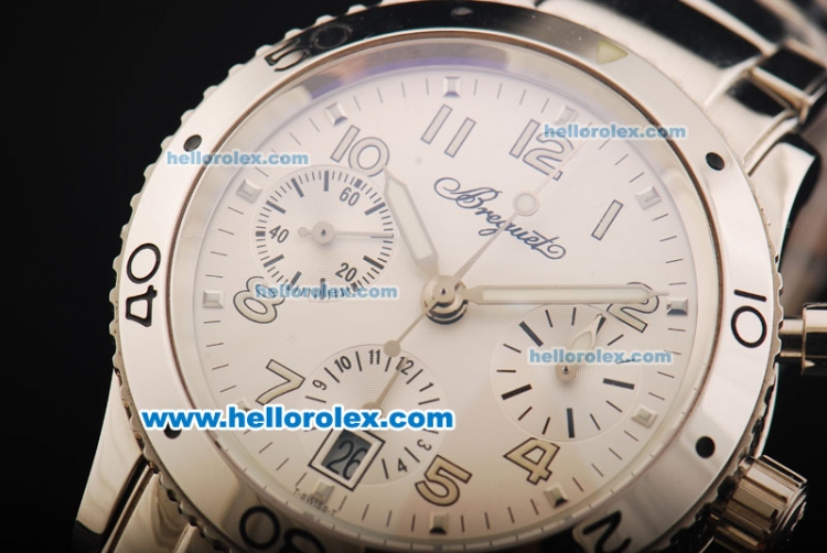 Breguet Type XX Aeronavale Swiss Valjoux 7750 Automatic Movement Full Steel with White Dial and Arabic Numerals - Click Image to Close