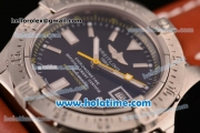 Breitling Avenger Seawolf Swiss ETA 2836 Automatic Stainless Steel Case with Brown Leather Bracelet Stick Markers and Black Dial