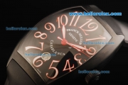 Franck Muller Casablanca Swiss ETA 2824 Automatic Movement PVD Case with Black Dial and Black Rubber Strap