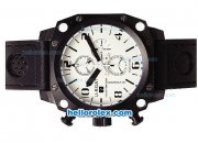 U-BOAT Italo Fontana Chronograph Quartz Movement Full PVD Case with Black Markers-White Dial and Black Leather Strap