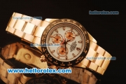 Rolex Daytona Swiss Valjoux 7750 Automatic Full Rose Gold with White Dial