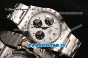 Rolex Daytona Swiss Valjoux 7750 Chronograph Movement White Dial with Silver Stick Marker and Black Subdials-SS Strap