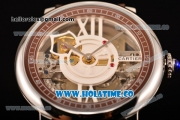 Cartier Rotonde De Cartier Asia Automatic Steel Case with Black Skeleton Dial and Brown Inner Bezel