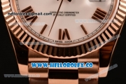 Rolex Day-Date Asia/Swiss ETA 2836 Automatic Rose Gold Case with White Dial and Rose Gold Bracelet - (BP)