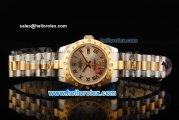 Rolex Datejust Oyster Perpetual Automatic Movement Steel Case with Gold Roman Numeral Markers and Two Tone Strap-Lady Model