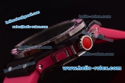 Hublot Big Bang Diamond Bezel Chronograph Quartz PVD Case with Black Dial and Pink Rubber Strap