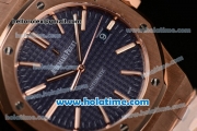 Audemars Piguet Royal Oak Swiss ETA 2824 Automatic Full Rose Gold with Sitck Markers and Blue Dial - 1:1 Original