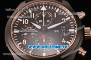 IWC Pilot's Watch Top Gun Chrono Swiss Valjoux 7750 Automatic PVD Case with Black Dial and Stick/Arabic Numeral Markers (J12)