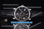 Cartier Rotonde de Cartier Astrotourbillon Asia 2813 Automatic Steel Case with Black Dial Roman Numeral Markers and Black Leather Strap