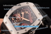 Richard Mille Tourbillon RM 057 Dragon Swiss ETA 2824 Automatic Steel Case with Black Rubber Strap and Brown Dragon Dial - 1:1 Original