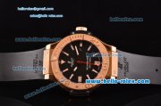 Hublot Big Bang King Swiss Valjoux 7750-CHG Automatic Rose Gold Case with Black Dial Rubber Strap and Stick Markers