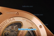 Tag Heuer Carrera Calibre 17 Swiss Valjoux 7750 Automatic Movement Rose Gold Case with Brown Dial - Rose Gold Stick Markers and Brown Leather Strap