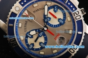 Ulysse Nardin Marine Swiss Valjoux 7750 Automatic Movement Blue Bezel-Silver Dial and Black Rubber Strap