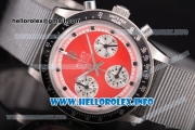 Rolex Daytona Vintage Edition Miyota Quartz Steel Case with Red Dial and Grey Nylon Strap (GF)