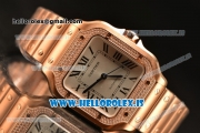 Cartier Santos De Cartier Rose Gold Miyota 9015 Auto With Diamonds Bezel WJSA0009