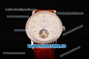 Vacheron Constantin Malte Tourbillon Asia Automatic Steel Case with Stick Markers and White Dial - Diamonds Bezel