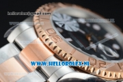 Rolex Yacht-Master Clone Rolex 3135 Automatic Rose Gold Case Black Dial Dots Markers and Two Tone Bracelet -1:1 Original