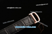 Cartier Ronde Miyota OS20 Quartz Rose Gold Case with Black Leather Strap and Black Dial