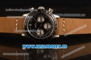 Rolex Daytona Vintage Edition Chrono Miyota OS20 Quartz Steel Case with Black Dial and Brown Leather Strap